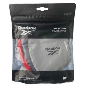 Reebok Face Mask Cover 3 Pack (Size:Large, Color:Gray/Red/Navy)